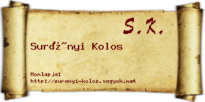 Surányi Kolos névjegykártya